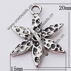 Pendant, Zinc Alloy Jewelry Findings, Flower 15x20mm, Sold by Bag