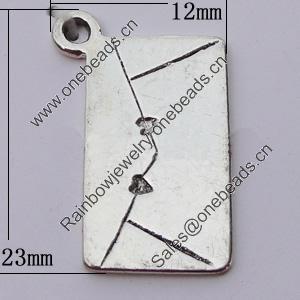 Pendant, Zinc Alloy Jewelry Findings, Rectangle 23x12mm, Sold by Bag
