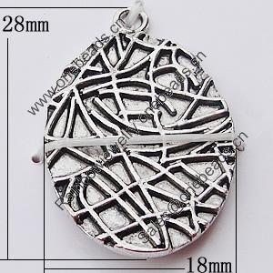 Pendant, Zinc Alloy Jewelry Findings, Flat Oval 18x28mm, Sold by Bag
