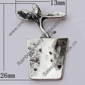 Pendant, Zinc Alloy Jewelry Findings, Flower 13x26mm, Sold by Bag