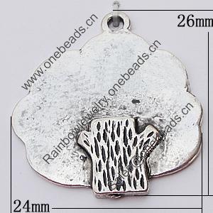 Pendant, Zinc Alloy Jewelry Findings, Tree 24x26mm, Sold by Bag