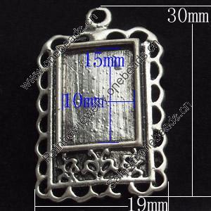 Pendant, Zinc Alloy Jewelry Findings, O:19x30mm I:10x15mm, Sold by Bag