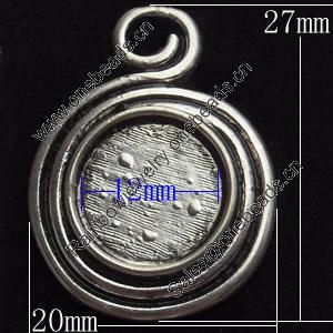 Pendant, Zinc Alloy Jewelry Findings, O:20x27mm I:12mm, Sold by Bag