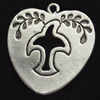 Pendant, Zinc Alloy Jewelry Findings, Heart, 25x26mm, Sold by Bag