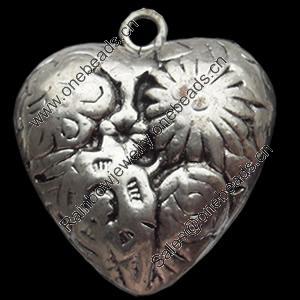 Pendant, Zinc Alloy Jewelry Findings, Heart, 27x30mm, Sold by Bag