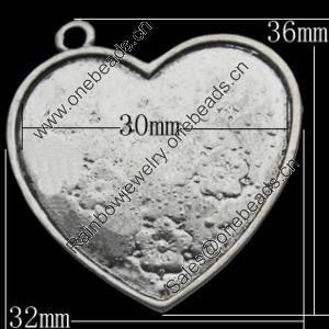 Pendant, Zinc Alloy Jewelry Findings, O:32x36mm I:30mm, Sold by Bag