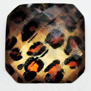 Resin Cabochons, No-Hole Jewelry findings, Faceted Square, 16mm, Sold by Bag