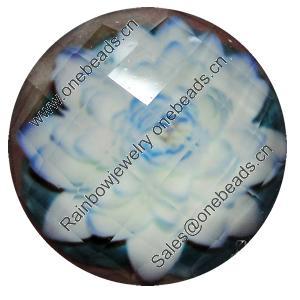 Resin Cabochons, No-Hole Jewelry findings, Faceted Round, 30mm, Sold by Bag