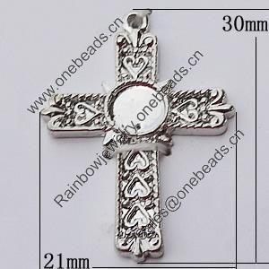 Pendant, Zinc Alloy Jewelry Findings, Cross 21x30mm, Sold by Bag