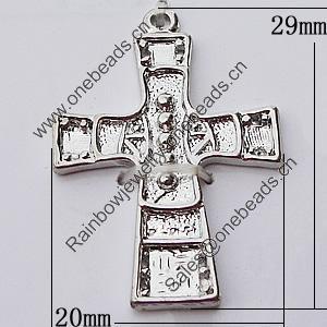 Pendant, Zinc Alloy Jewelry Findings, Cross 20x29mm, Sold by Bag