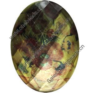 Resin Cabochons, No-Hole Jewelry findings, Faceted Oval, 18x25mm, Sold by Bag