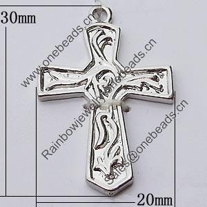 Pendant, Zinc Alloy Jewelry Findings, Cross 20x30mm, Sold by Bag