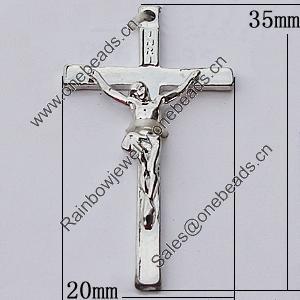 Pendant, Zinc Alloy Jewelry Findings, Cross 20x35mm, Sold by Bag