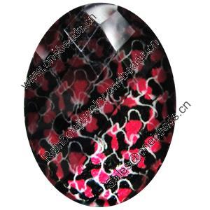 Resin Cabochons, No-Hole Jewelry findings, Faceted Oval, 18x25mm, Sold by Bag