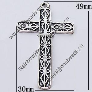 Pendant, Zinc Alloy Jewelry Findings, Cross 30x49mm, Sold by Bag