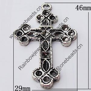 Pendant, Zinc Alloy Jewelry Findings, Cross 29x46mm, Sold by Bag