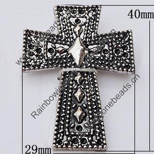 Pendant, Zinc Alloy Jewelry Findings, Cross 29x40mm, Sold by Bag
