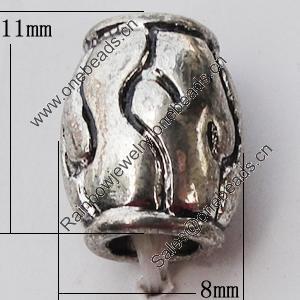 European Style Beads Zinc Alloy Jewelry Findings Lead-free, 8x11mm Hole:4mm, Sold by Bag