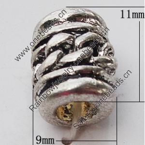 European Style Beads Zinc Alloy Jewelry Findings Lead-free, 9x11mm Hole:4mm, Sold by Bag