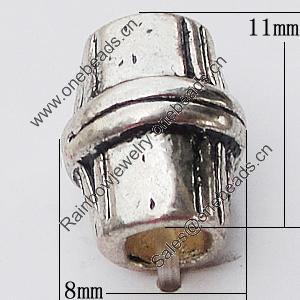 European Style Beads Zinc Alloy Jewelry Findings Lead-free, 8x11mm Hole:4mm, Sold by Bag