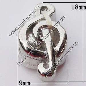 European Style Beads Zinc Alloy Jewelry Findings Lead-free, 9x18mm Hole:5mm, Sold by Bag