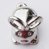 European Style Beads Zinc Alloy Jewelry Findings Lead-free, Rabbit 11x14mm Hole:5mm, Sold by Bag