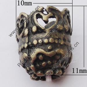Bead Caps Zinc Alloy Jewelry Findings Lead-free, 10x11mm Hole:3.5mm, Sold by Bag