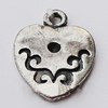 Pendant, Zinc Alloy Jewelry Findings, Heart 13x16mm, Sold by Bag
