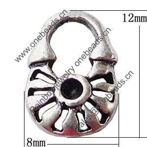 Pendant, Zinc Alloy Jewelry Findings, Lock 8x12mm, Sold by Bag