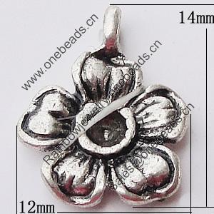 Pendant, Zinc Alloy Jewelry Findings, Flower 12x14mm, Sold by Bag