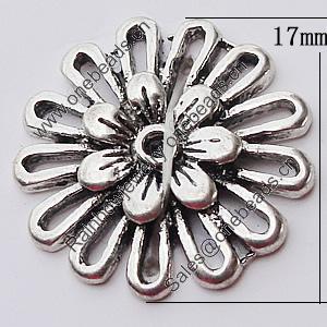 Pendant, Zinc Alloy Jewelry Findings, Flower 17mm, Sold by Bag