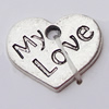 Pendant, Zinc Alloy Jewelry Findings, Heart 17x14mm, Sold by Bag