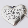 Pendant, Zinc Alloy Jewelry Findings, Heart 21x20mm, Sold by Bag