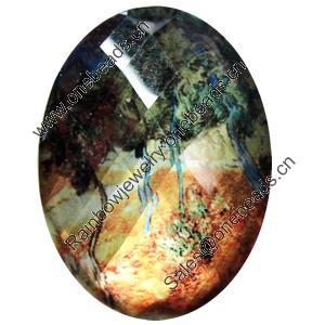 Resin Cabochons, No-Hole Jewelry findings, Faceted Oval, 20x30mm, Sold by Bag