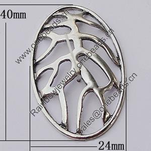 Connectors, Zinc Alloy Jewelry Findings, Flat Oval 24x40mm, Sold by Bag