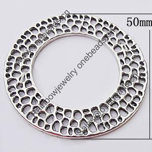 Connectors, Zinc Alloy Jewelry Findings, Flat Round 50mm, Sold by Bag