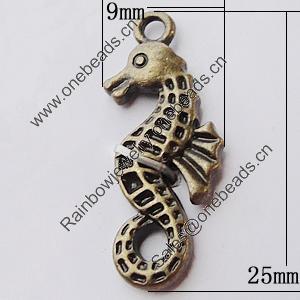 Pendant, Zinc Alloy Jewelry Findings, Animal 9x25mm, Sold by Bag