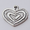 Pendant, Zinc Alloy Jewelry Findings, Heart 19x17mm, Sold by Bag