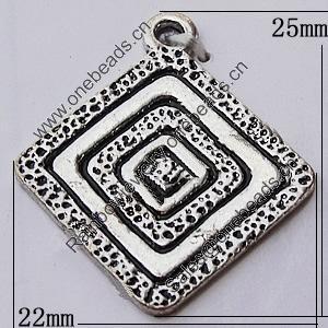 Pendant, Zinc Alloy Jewelry Findings, Diamond 22x25mm, Sold by Bag