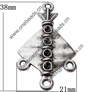Connectors, Zinc Alloy Jewelry Findings, 21x38mm, Sold by Bag