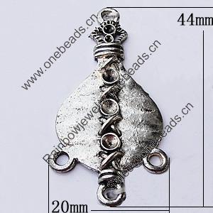 Connectors, Zinc Alloy Jewelry Findings, 20x44mm, Sold by Bag