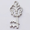 Pendant, Zinc Alloy Jewelry Findings, Key 16x36mm, Sold by Bag