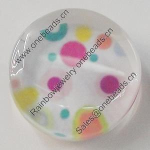 Glass Cabochons, fancy drawing, Flat Round 18mm, Sold by Bag