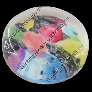 Glass Cabochons, fancy drawing, Flat Round 18mm, Sold by Bag