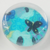 Glass Cabochons, fancy drawing, Flat Round 18mm, Sold by Bag