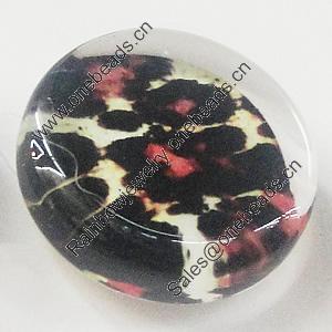 Glass Cabochons, fancy drawing, Flat Round 18mm, Sold by Bag