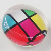 Glass Cabochons, fancy drawing, Flat Round 18mm, Sold by Bag