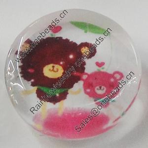 Glass Cabochons, fancy drawing, Flat Round 18mm, Sold by Bag