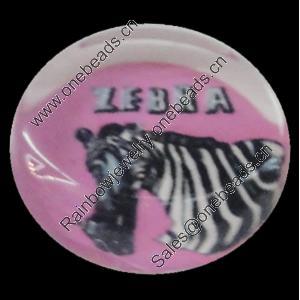 Glass Cabochons, fancy drawing, Flat Round 18mm, Sold by Bag