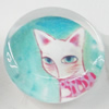 Glass Cabochons, fancy drawing, Flat Round 18mm, Sold by Bag